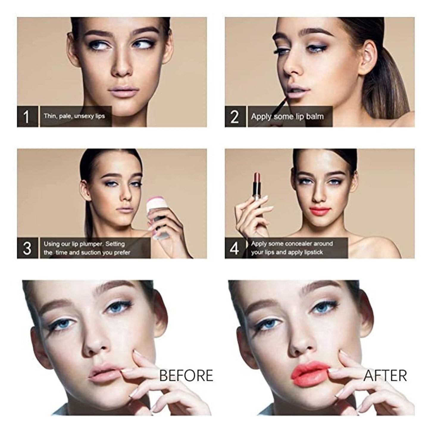 ZJchao Lip Plumper Device, Lip Plumper Tool Lip Plumping Enhancer Electronic Lip Plump Device Lightening Lines Time Control Portable Enhancer Sexy Thicker Lips Plumping Device for Makeup