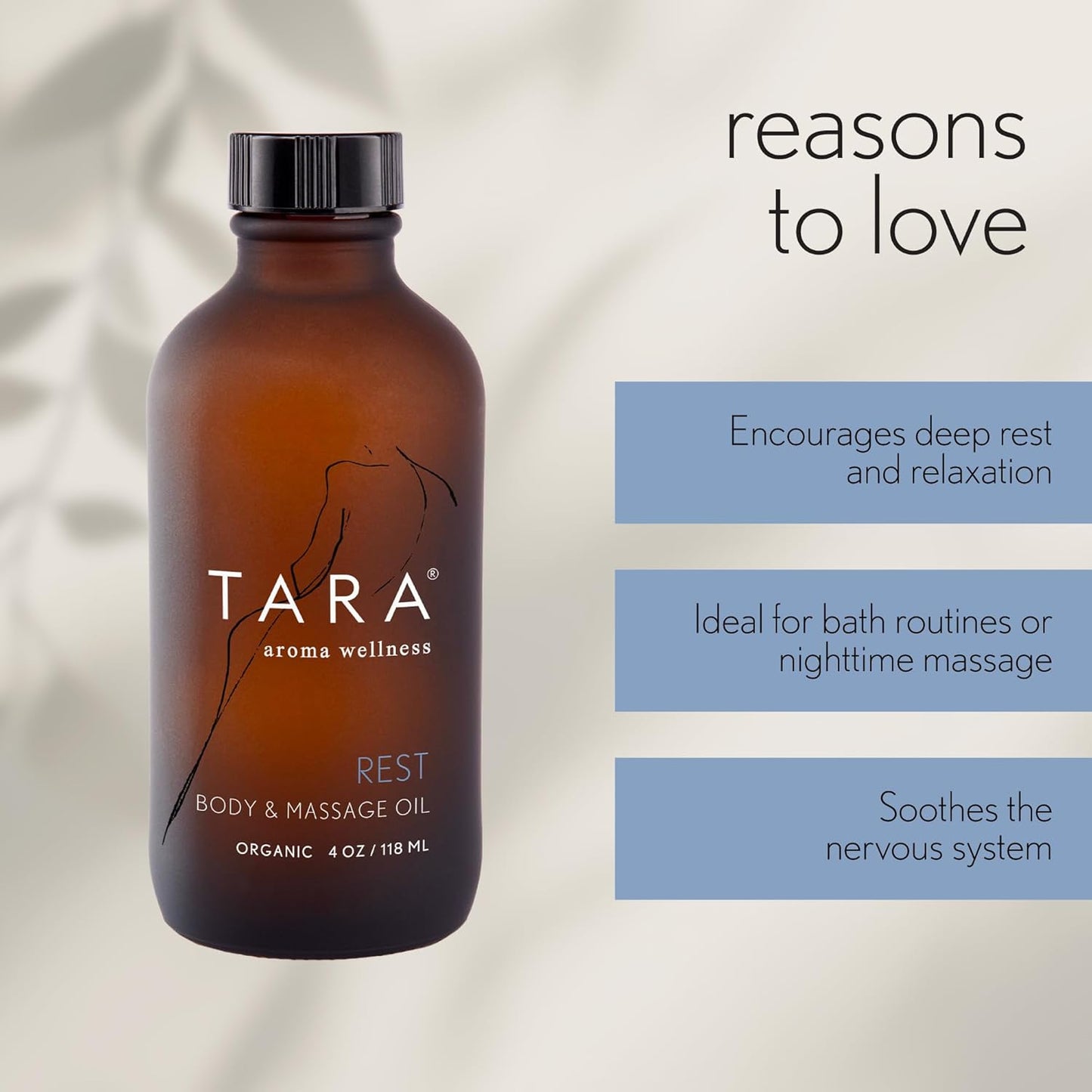TARA Spa Therapy Body & Massage Oil - Premium Organic Essential Oil Blend for Deep Relaxation, 4 oz