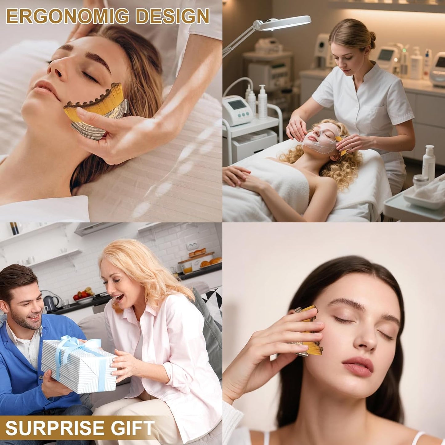 Skiennix Lymphatic Contour Face Brush & Gua Sha Tool Set - Facial Massage Kit for Jawline Sculpting & Puffiness Relief