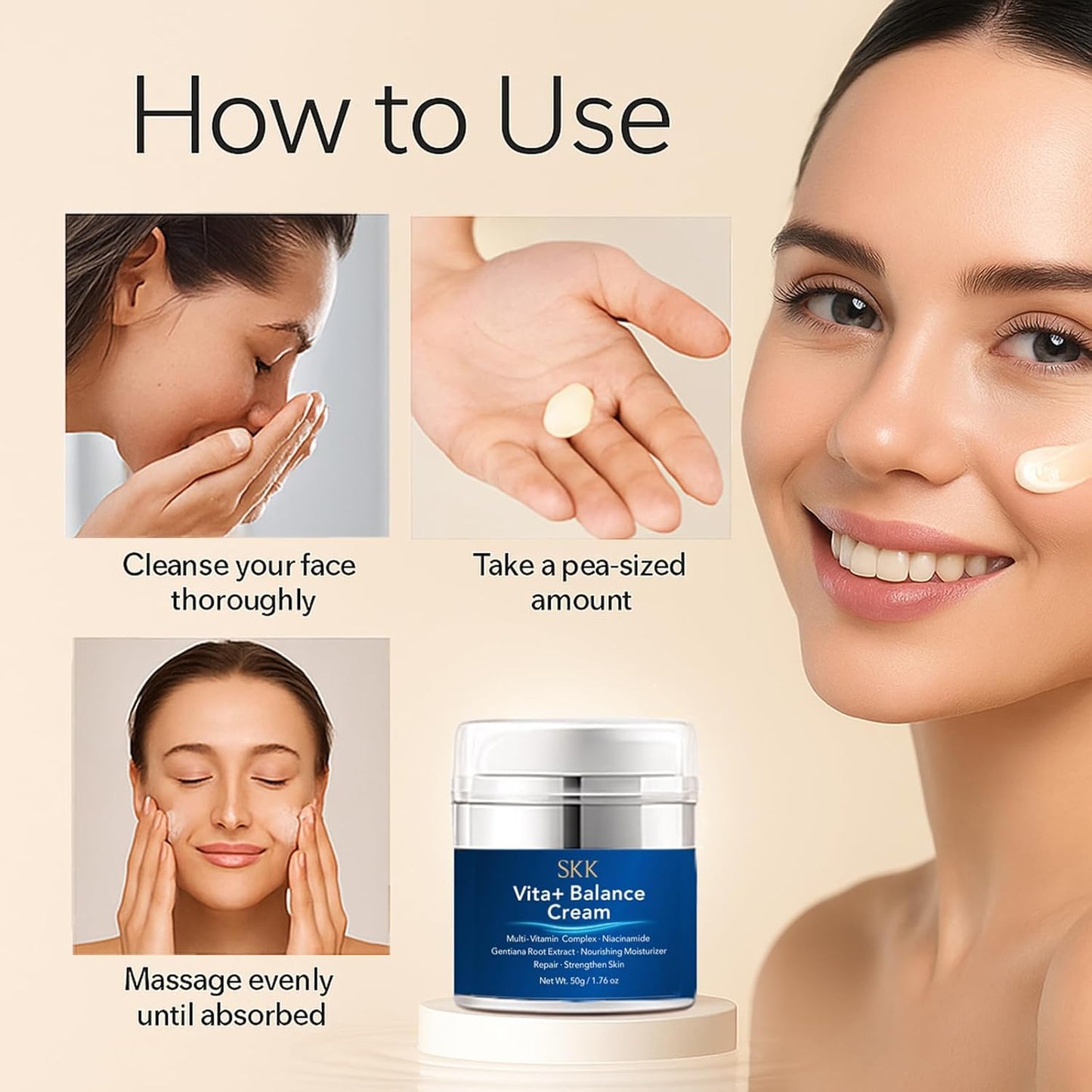 Skiennix Collagen Cream - Hydrating Day & Night Moisturizer with Peptide & Hyaluronic Acid | 1.7 oz