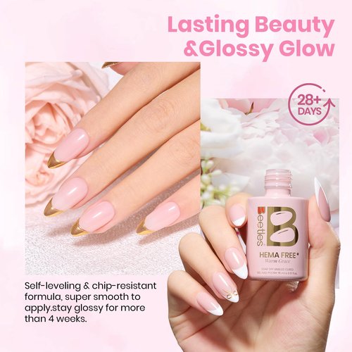 Beetles Warm Grace Nude Pink Gel Polish - 15ML Full Size Neutral Jelly Nude Nail Polish Base Color Nail Concealer Sheer Translucent Effect Soak Off UV LED French Nail Art Salon DIY Manicure Gifts
