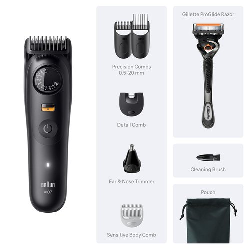 Braun Series 7 All-in-One Grooming Kit - Cordless Trimmer & Shaver for Men | Includes Gillette ProGlide Razor