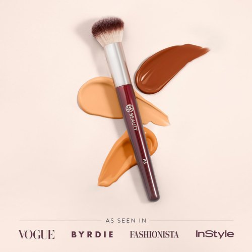BK Beauty 116 Small Round Complexion Brush - Precision Makeup Tool for Cream Blush, Contour & Foundation, Vegan Bristles