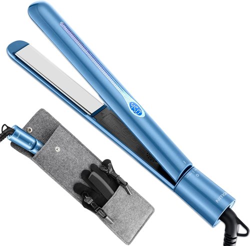 NITION Nano Titanium Hair Straightener - 1 Inch Flat Iron with 3D Floating Plates | Fast Heating & Travel Pouch Included