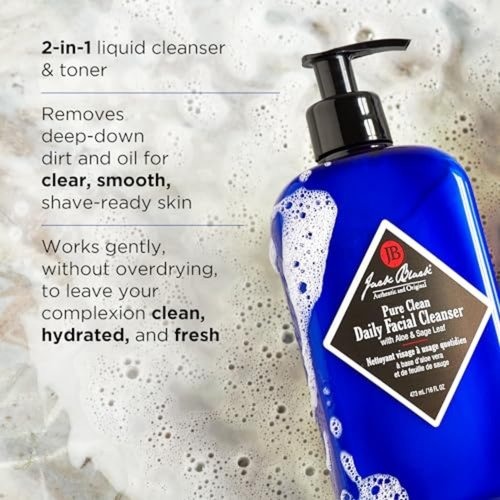 Jack Black Pure Clean Daily Facial Cleanser - 2-in-1 Men's Face Wash & Toner, 8 oz