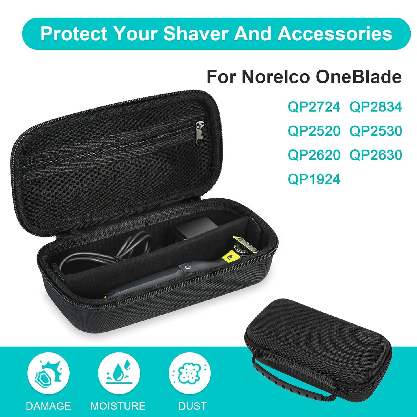 SLODE Hard Travel Case for Philips Norelco OneBlade | Durable Carrying Bag with Handle - Black