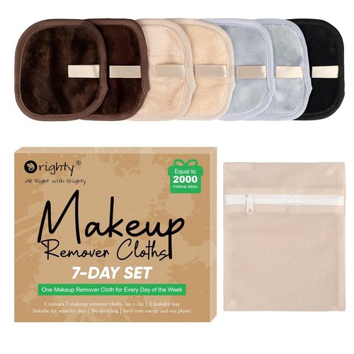 Orighty Makeup Remover Cloths - Premium Reusable Pads for Effortless Makeup Removal | 7-Day Set in Neutrals