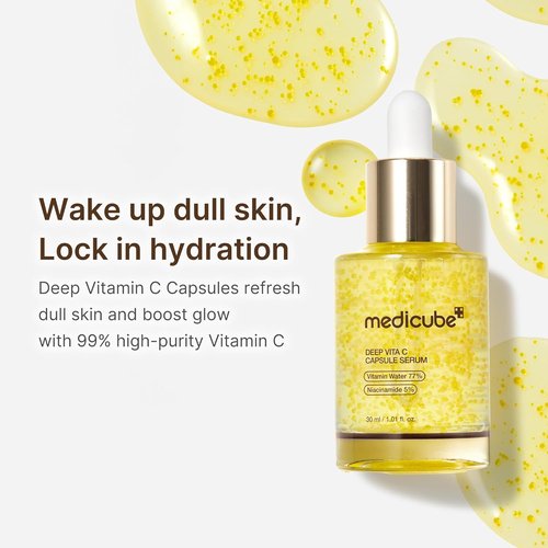 Medicube Deep Vitamin C Capsule Serum - Hydrating Serum for Dull Skin | Liposome Capsules for Radiant Texture | 1.01 fl. oz