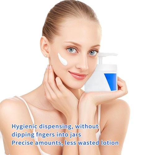 Pump Lid for CeraVe Moisturizing Cream 19oz (2Pcs) Universal Pump for 3.3inch Diameter Mouth, Cream Pump Dispenser Fits for CeraVe 16oz Jars When Cut Tube Short
