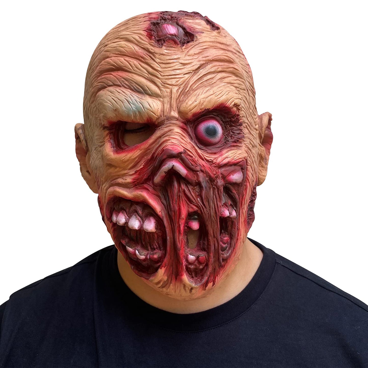 nezababycos Scary Zombie Mask Halloween Horror Dead Monster Costume Creepy Bloody Walking Demon Props for Adult Men Women Latex (A)