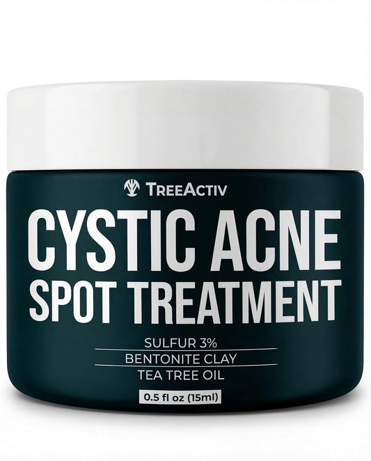 TreeActiv Cystic Acne Spot Treatment Paste - Sulfur & Tea Tree Oil for Deep Breakouts | 0.5 oz