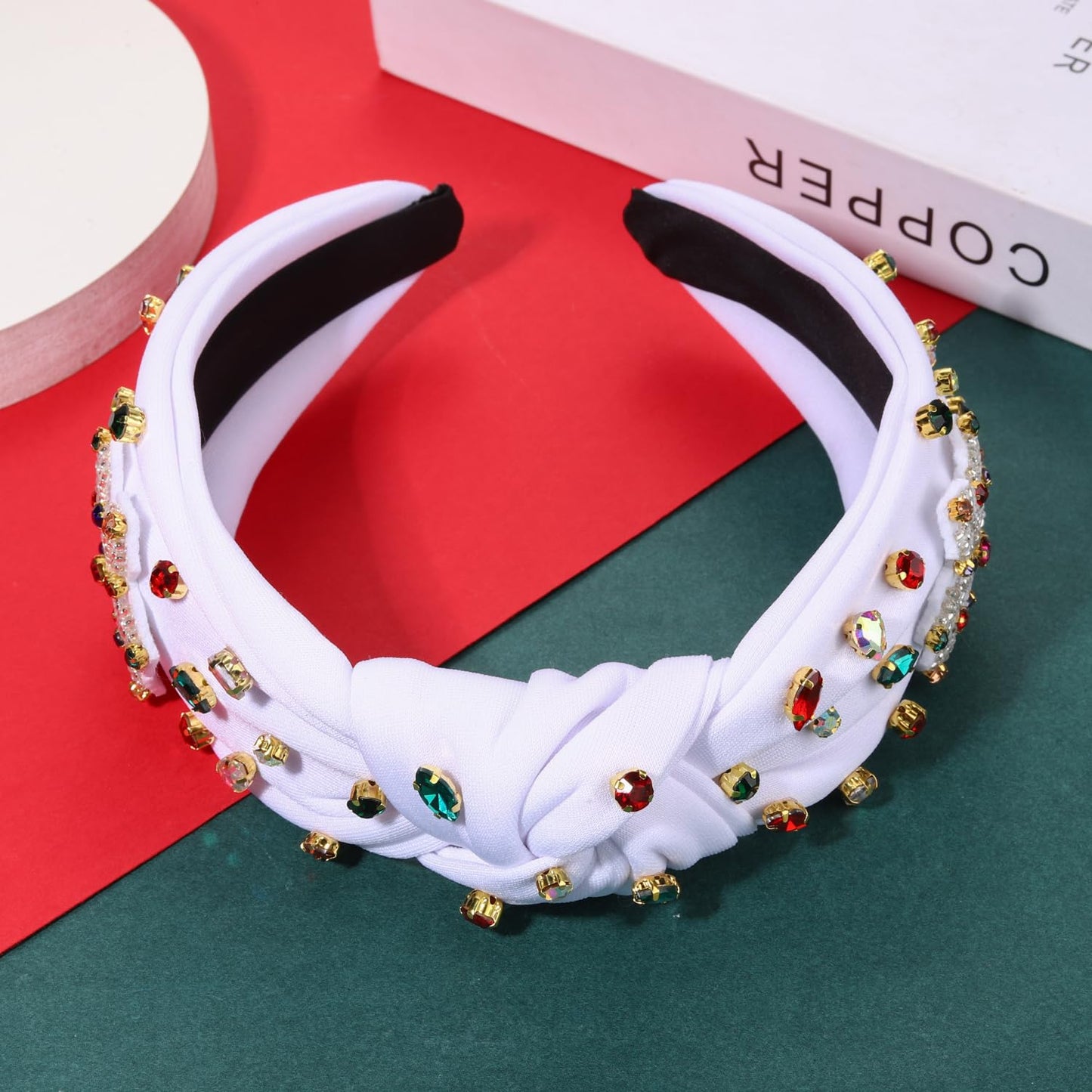 ARATLENCH Christmas Snowflake Headband Pearl Rhinestone Jeweled Knotted Headband Snowflake Beaded Earrings Winter Holiday Accessories for Women Girls