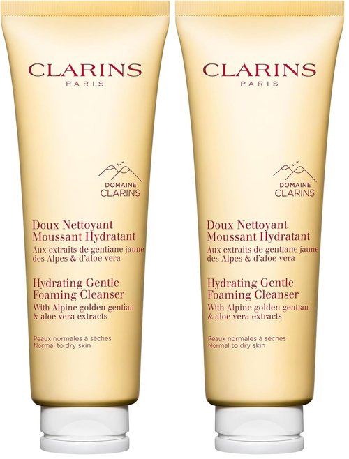Clarins Hydrating Gentle Foaming Face Cleanser - Soothes & Softens with Aloe Vera | Soap-Free, SLS-Free | For Normal to Dry Skin