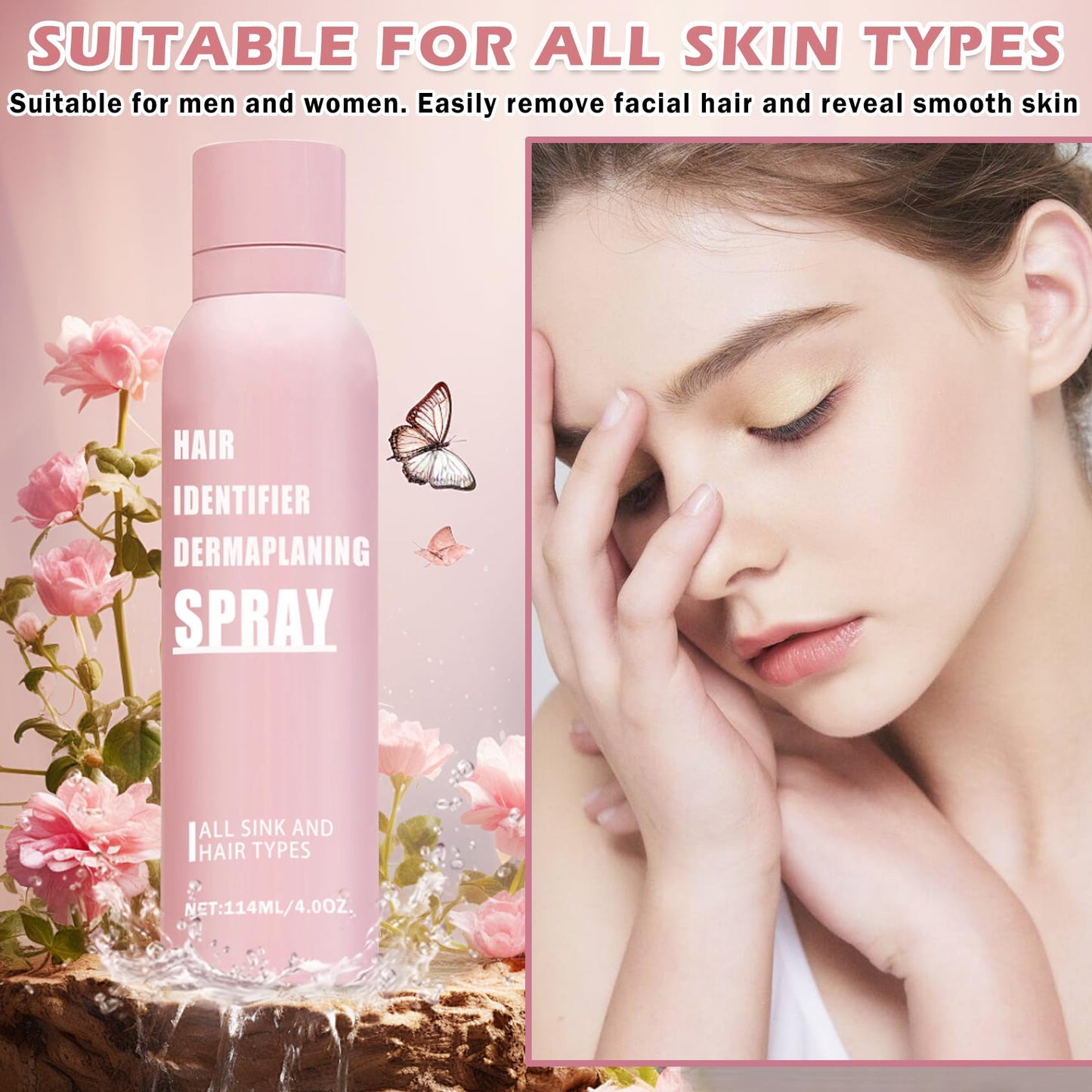 IONSGAKO Hair Identifier Spray for Face Shaving Powder for Women Skin Body Hair Identifying Spray for Face Dermaplaning Glow Reveal Face Spray Moisturizing Skin Care Dermaplaner Spray for Face