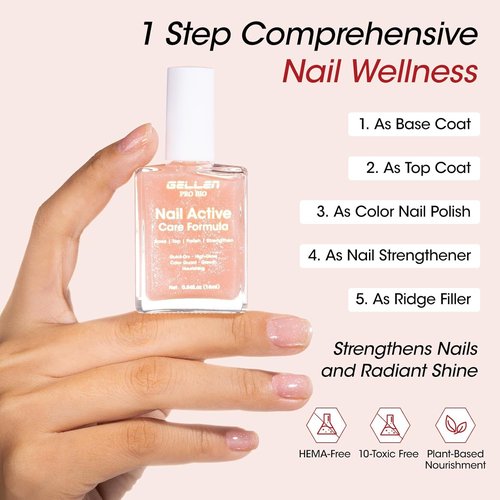 Gellen Active Glow Nail Polish - One-Step Plant-Based Nail Strengthener | Nourished, Healthier Nails