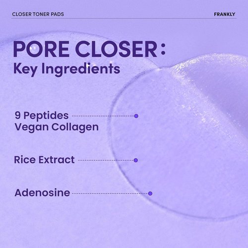 **FRANKLY Pore Closer Toner Pads - Hydrating Rice Jelly Pads with 9 Peptides & Vegan Collagen | 70 Count**