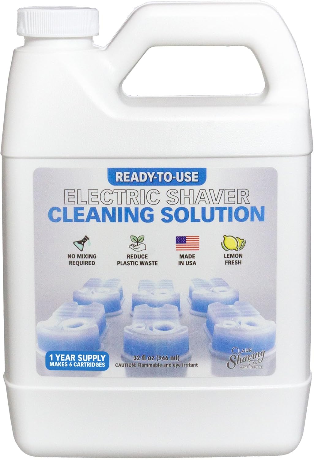 Clark Shaving Co. Shaver Cleaning Solution - 32oz Easy Refill for Braun Clean & Renew