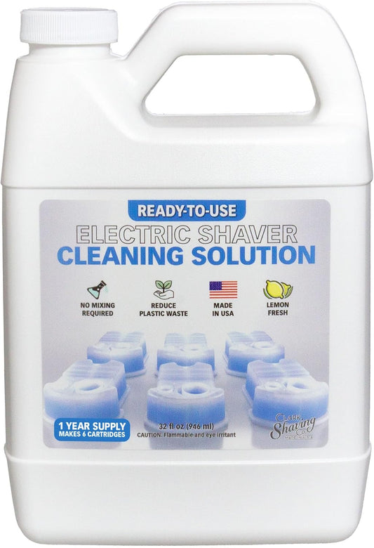 Clark Shaving Co. Shaver Cleaning Solution - 32oz Easy Refill for Braun Clean & Renew