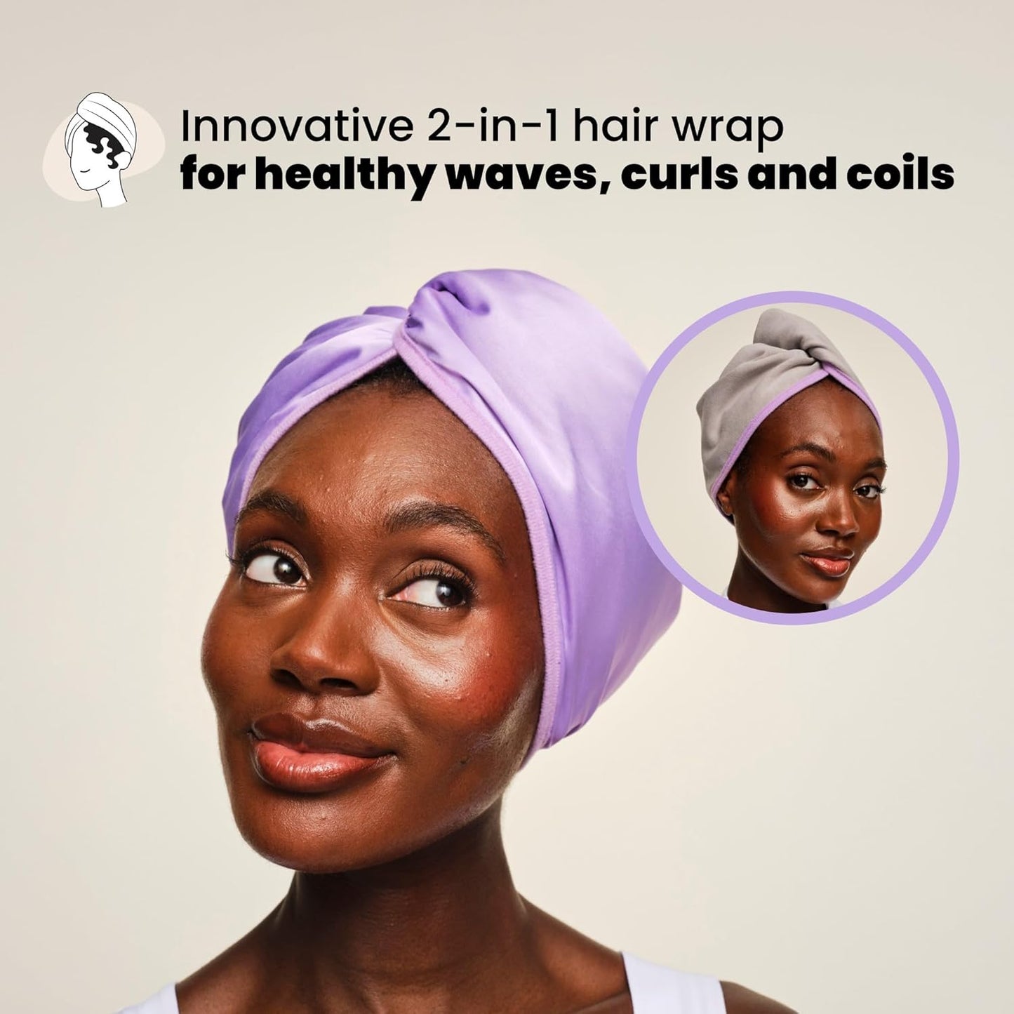 Tangle Teezer Ultimate Curl Care Bundle - Detangler Brush & Double-Sided Hair Towel Wrap for Frizz Control