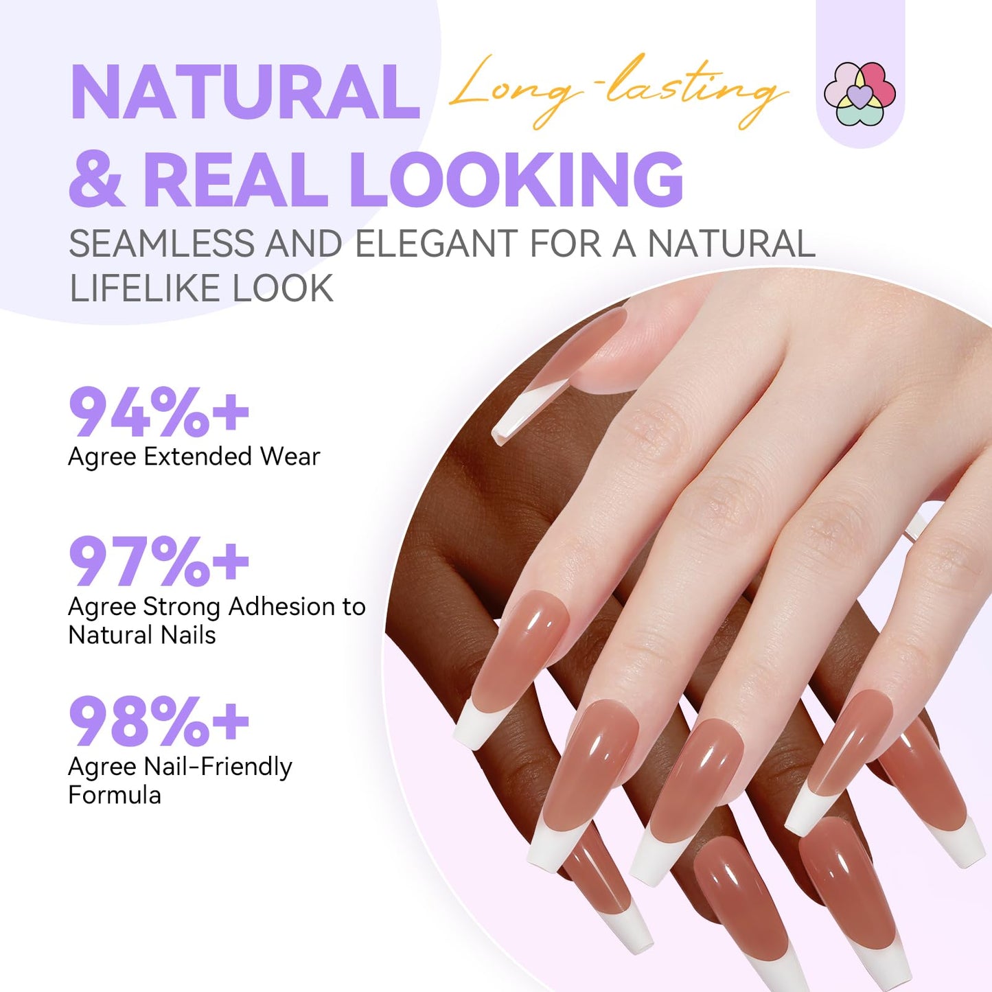 SAVILAND French Tip Press On Nails 160 Pcs: 4X Press On French Tip Nails Pre-Shaped Long Coffin Full Cover French Gel Nail Tips Soft Matte Gel Nail Tips for DIY Nail Extensions Nail Art Gifts