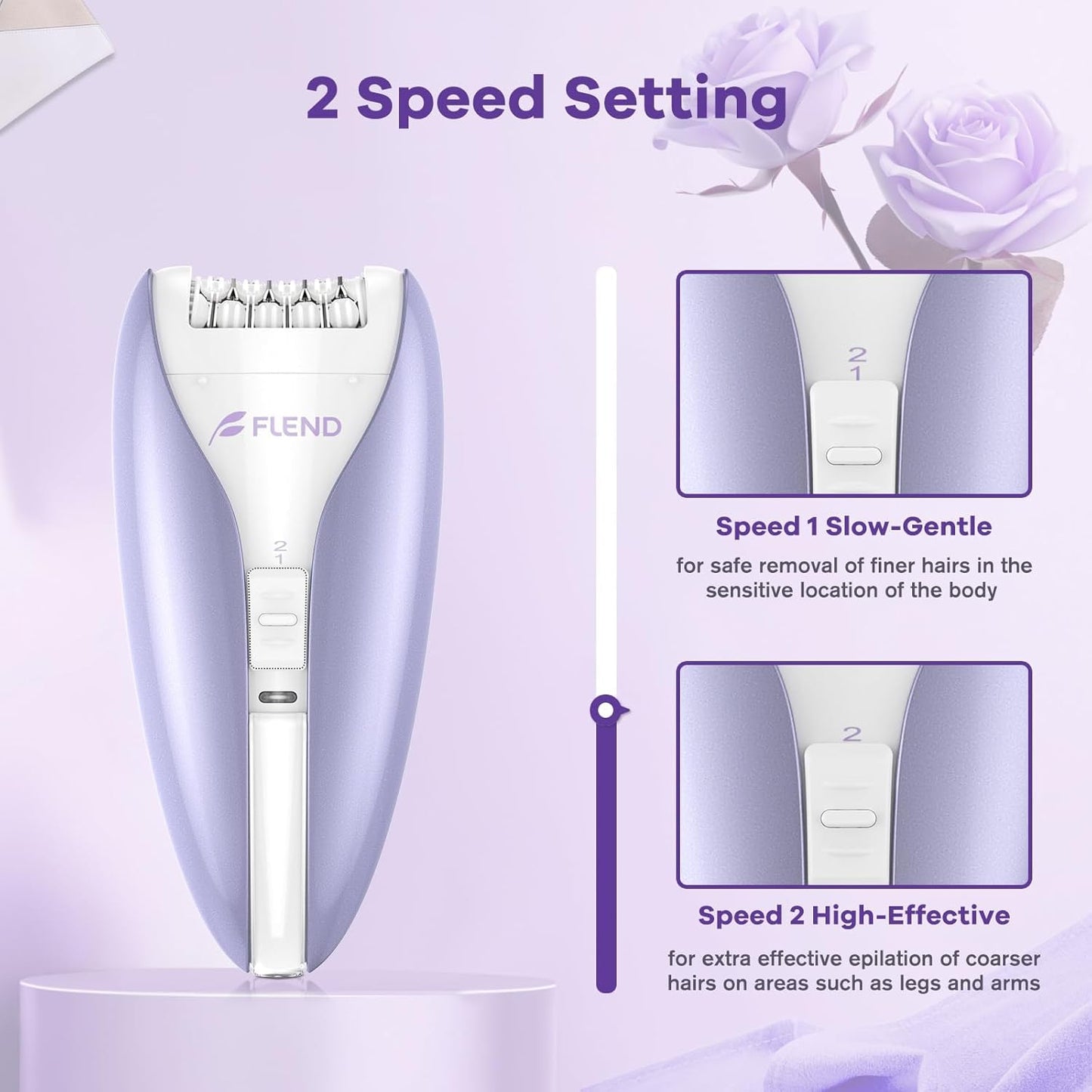 Skiennix Smooth Glide Epilator - Cordless Facial Hair Removal Device with 2 Speeds | Silent Design