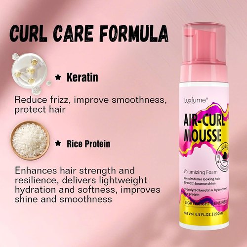 Air-Curl Mousse - Volumizing Mousse for Curly Hair, Strengthens Waves & Adds Shine, 6.8 Fl Oz
