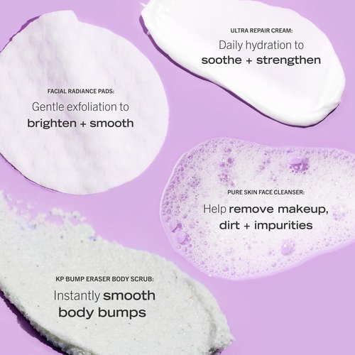 First Aid Beauty - Hydrated Glow Kit | Exfoliating Body Scrub, Facial Radiance Pads & Ultra Repair Cream - 4ct