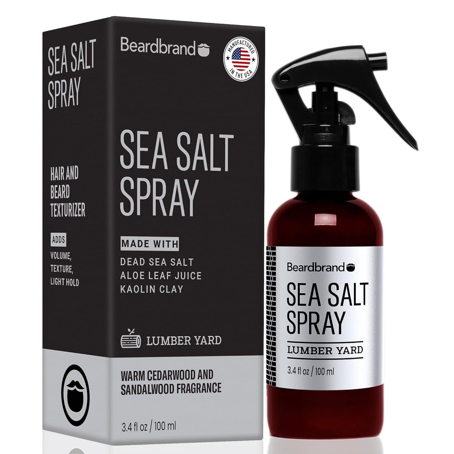 Beardbrand Sea Salt Spray for Men - Lightweight Hair Texture Spray for Volume & Natural Look, Lumber Yard Scent