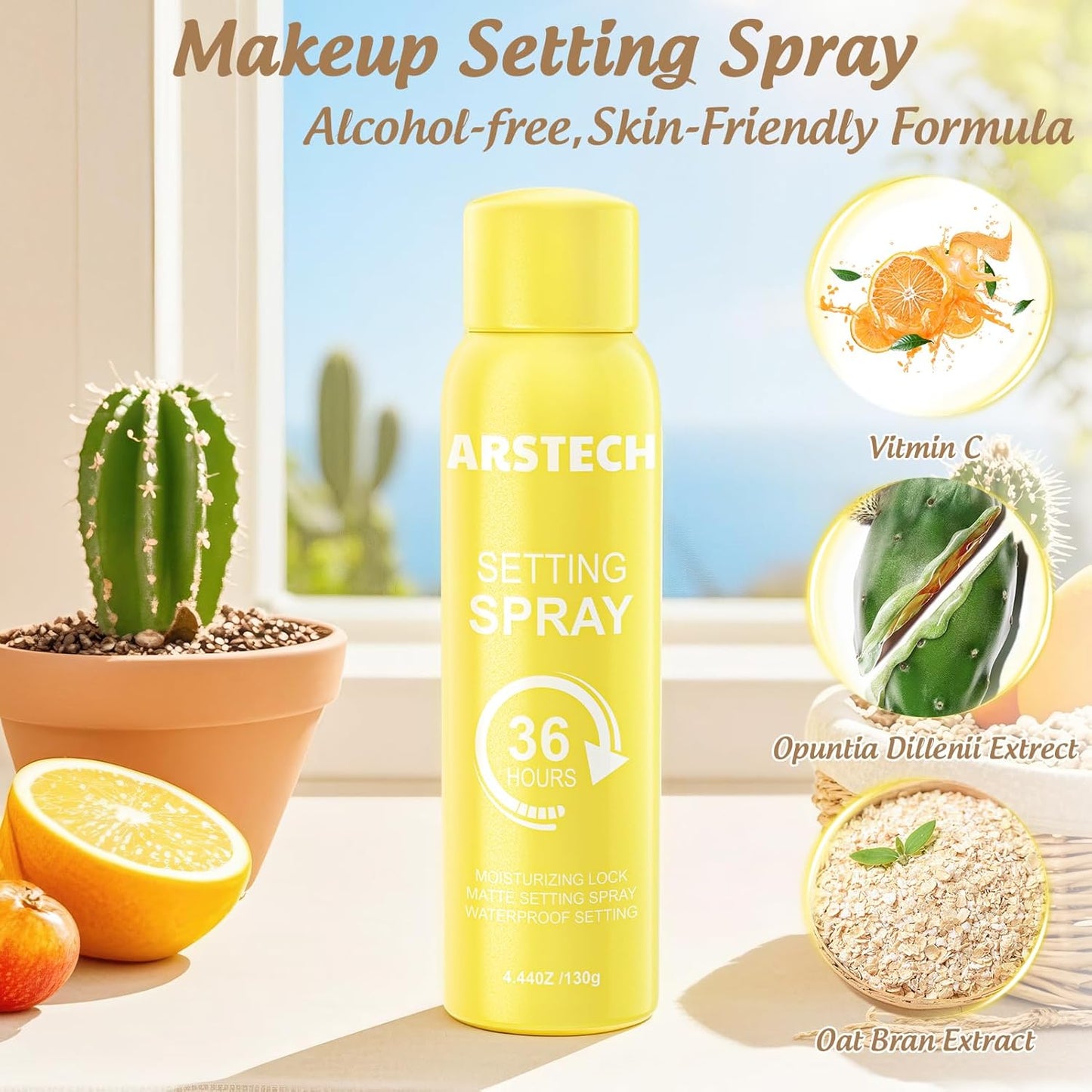 Skiennix Setting Spray - Long-Lasting Makeup Fixer with Vitamin C | Ultra-Fine Dewy Mist, 4.44 oz