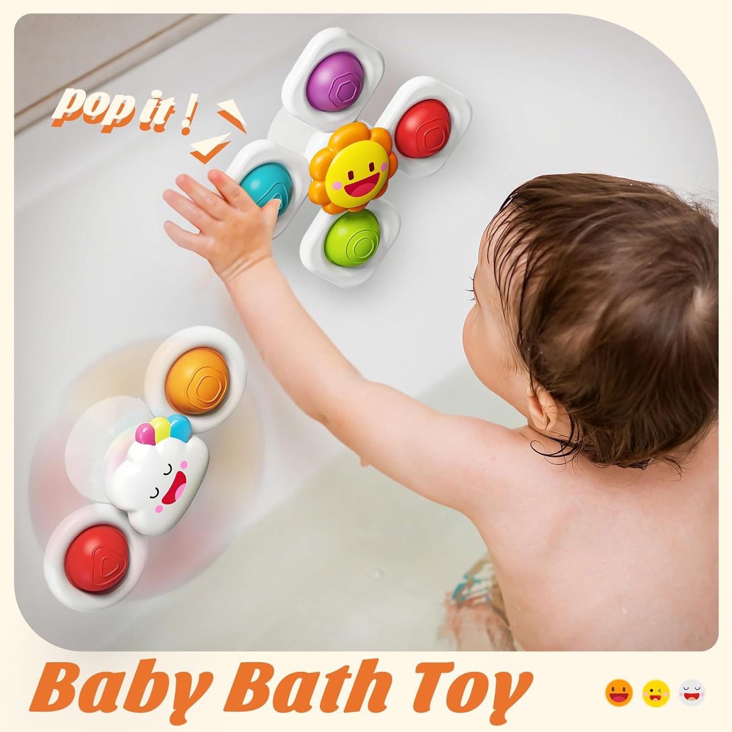 SpringFlower Baby Toys - Suction Cup Spinner Bath Toy for 0-18 Months | Sensory Travel Toy for Toddlers