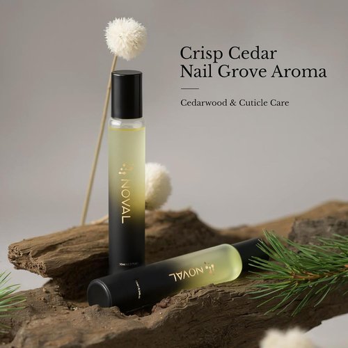 NOVAL Cuticle Oil Roll-On for Men & Women - Cedar Scented Nail Care Serum, Travel Size with Jojoba Oil