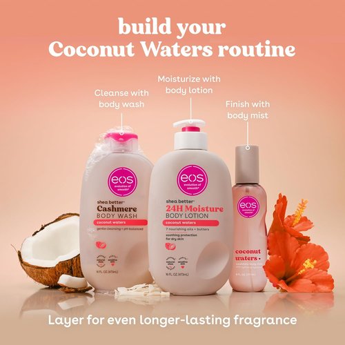Eos Cashmere Body Mist - Coconut Waters Body Spray for Women | Moisturizing Hair Mist, 6 Fl Oz