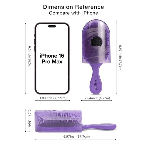 NuWay Traveler Detangling Hair Brush - Compact Travel Hairbrush for Gentle Scalp Care (Lavender)