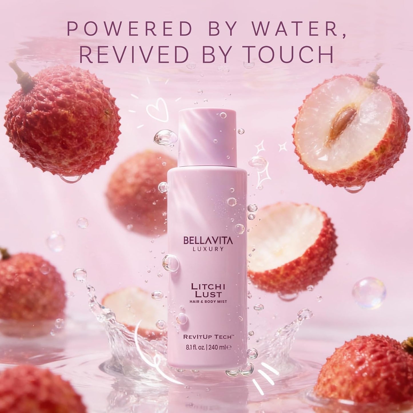 Bellavita Luxury Litchi Lust Hair & Body Mist - Sweet Fruity Spray | Alcohol-Free | 8.12 fl. oz | 240 ml