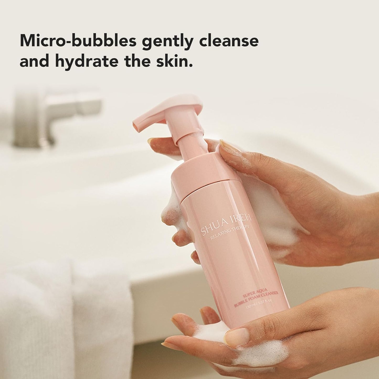Super Aqua Bubble Foam Cleanser - Gentle Vegan Korean Face Wash for Makeup Removal & Deep Hydration | 5.07 fl. oz.