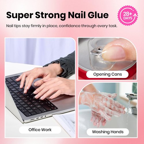 Beetles Press On Nail Glue Quick-Drying 10ml Super Strong Nail Glue, Brush on Glue for Acrylic & Fake Nails, No Uv Light Needed, Long Lasting Spring Nails, DIY Home Manicure
