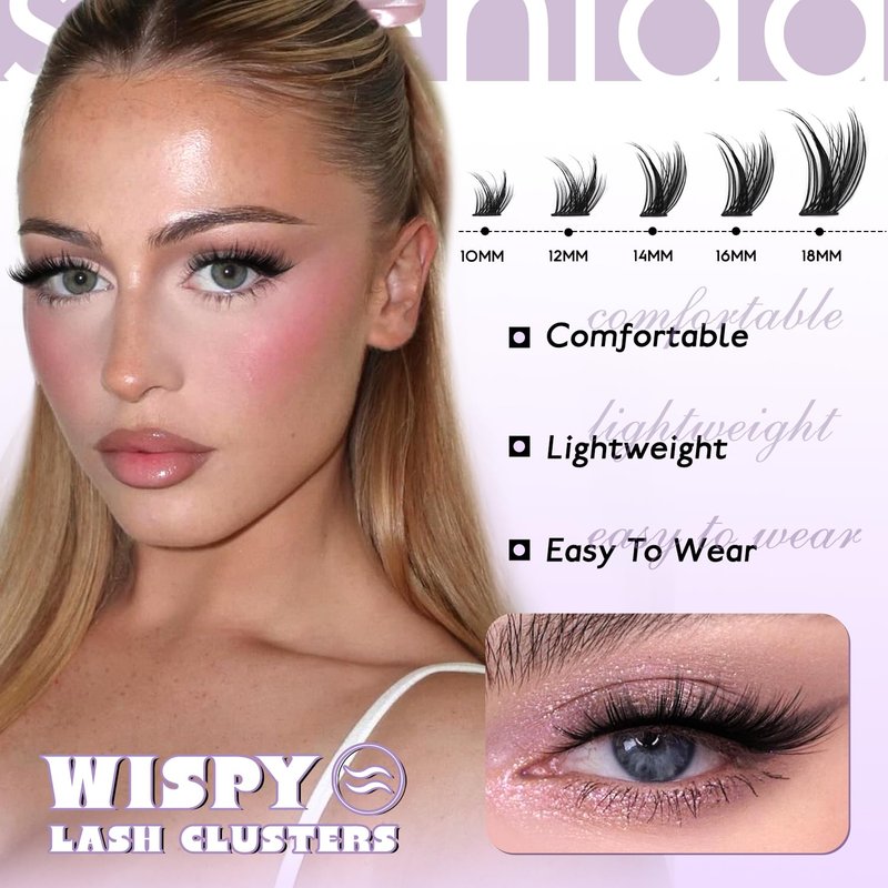 SOFENIDA Lash Clusters Kit Wispy Lash Clusters Cluster Eyelash Extensions 10-18mm Lash Extension Kit Eyelash Cluster Eyelash Extensions Waterproof DIY Individual Lashes Clusters with Soft Thin Band