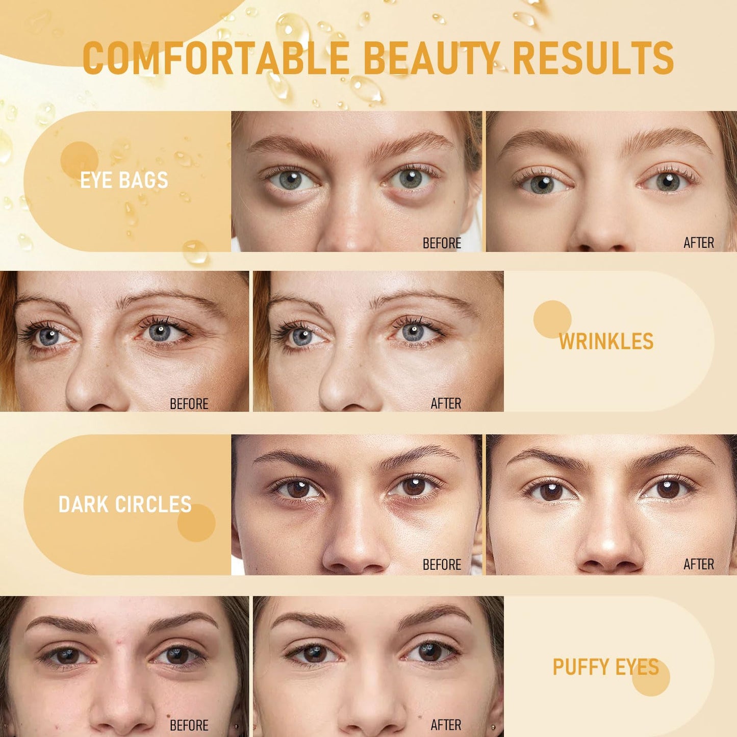 LAVONE Eye Mask-30 Pairs 24K Gold Under Eye Patches Skin Care Products-Eye Masks Skincare for Dark Circles and Puffiness,Reduce Wrinkles,Eye Bags and Fine Lines,for Women and Man,with Hair Clips