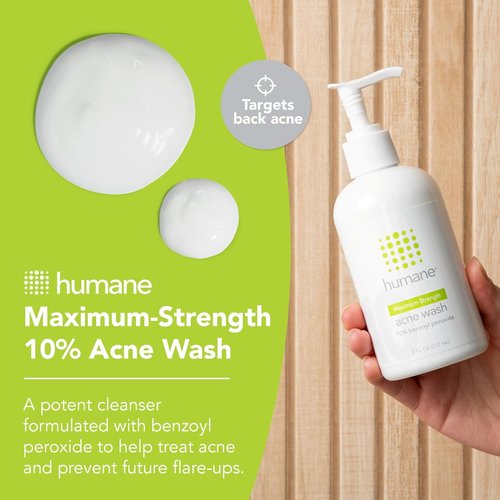 Humane Benzoyl Peroxide Acne Body Wash - Maximum-Strength Treatment for Face & Body - 8 Fl Oz - Vegan & Cruelty-Free