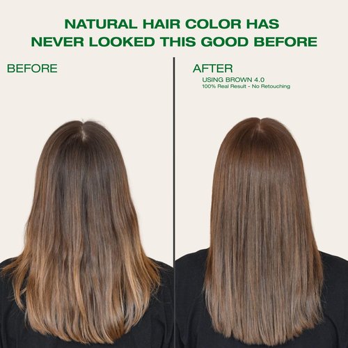 Naturigin Permanent Hair Dye - 4.0 Brown - 100% Gray Coverage | Ammonia-Free, Vegan Formula