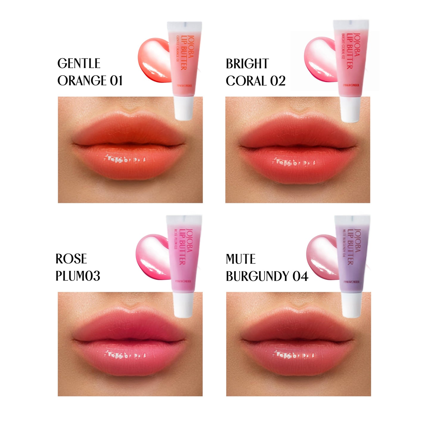 PINKWONDER Jojoba Lip Butter (04 Mute Burgundy) | Hydrating Lip Balm with Organic Jojoba Oil | Non-Sticky Lip Gloss for Dark Lips | Korean Lip Balm