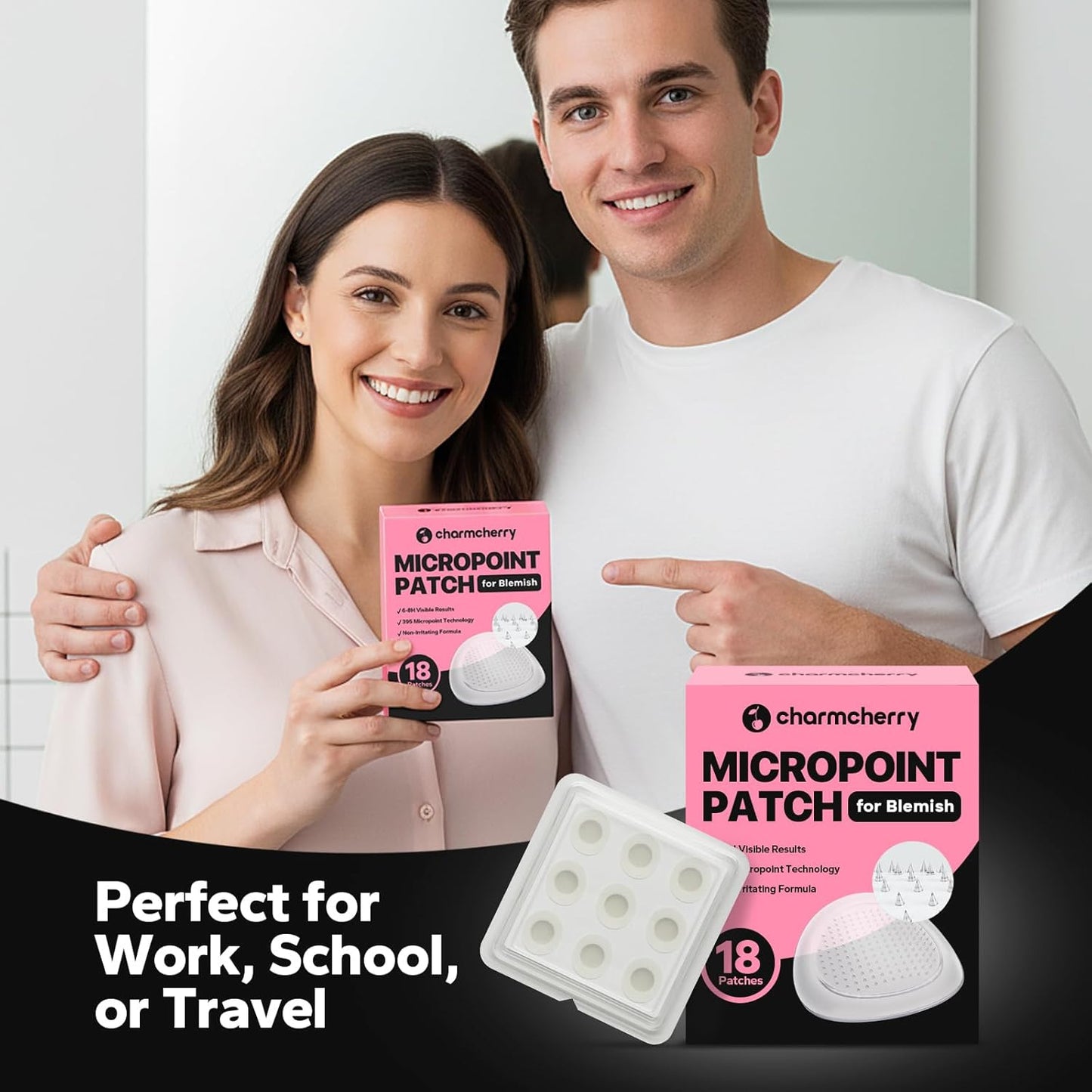 Skiennix Pimple Patches - Fast-Acting Microdart Acne Treatment with Salicylic Acid | 18 Count