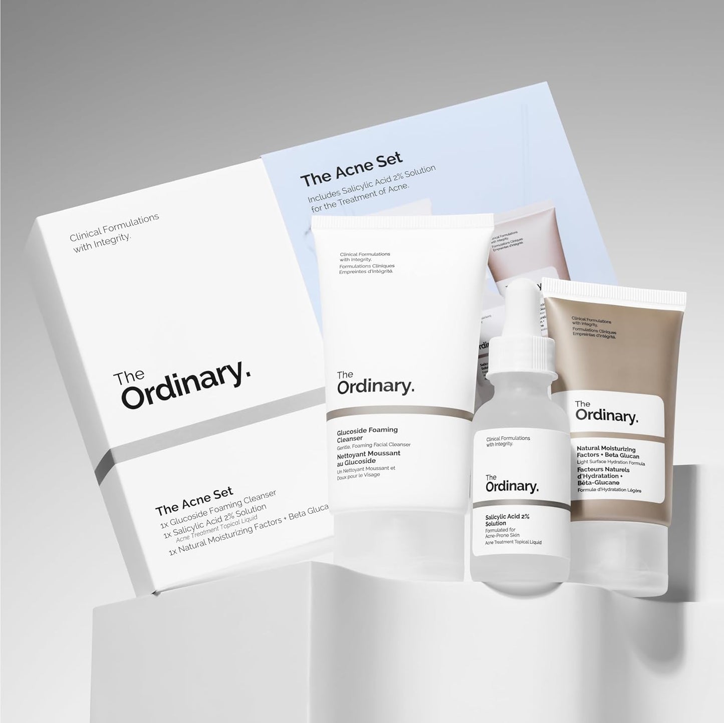 The Ordinary Acne Set - 3-Step Skin Regimen with Glucoside Cleanser & Salicylic Acid Solution | Skin Care Essentials