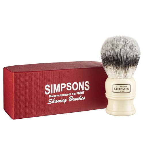 Alexander Simpsons Trafalgar 1 Shaving Brush - T1 Synthetic High Density Fibre Faux Handle Ivory - Simpson Shaving Brushes - Wet Shave Deluxe Thick & Luxurious Lather Dense Extra Soft Bristles