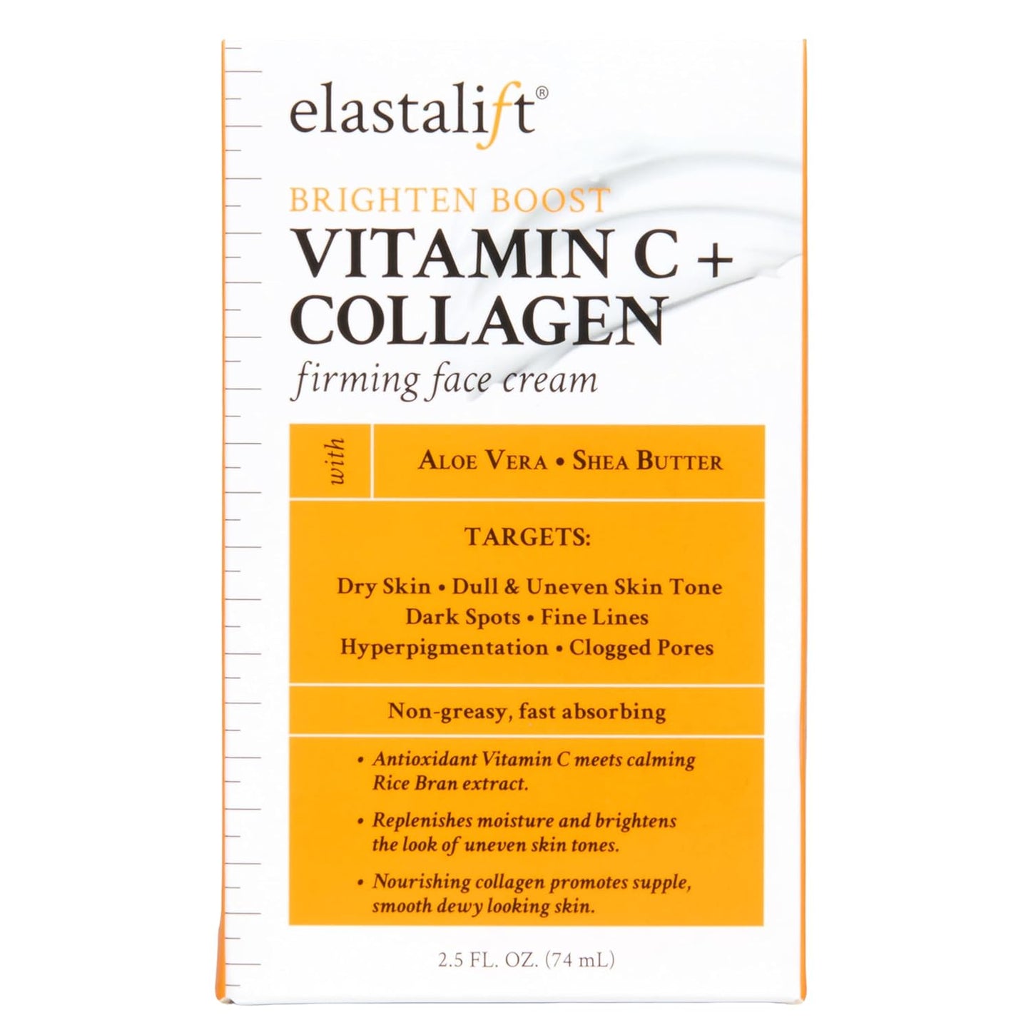 Elastalift Vitamin C Firming Face Cream - Potent Moisturizer for Dry Skin & Wrinkles | 2 Fl Oz