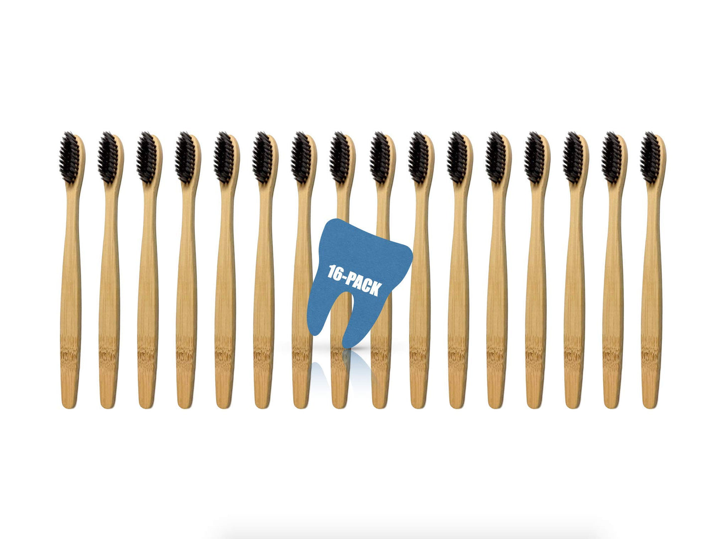 Organic, BPA-Free Bamboo Toothbrush - Biodegradable, Environment-Friendly, Natural, Compostable, Vegan - Clean Teeth, Clean Conscience, Good Oral and Heart Health (16-Pack, Black - Soft Bristle)