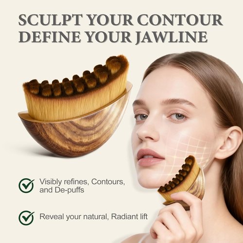 Lymphatic Drainage Face Brush - Manual Facial Massager for Sculpting & Cleansing, Ergonomic Hypoallergenic Design with Soft Durable Natural Bristles