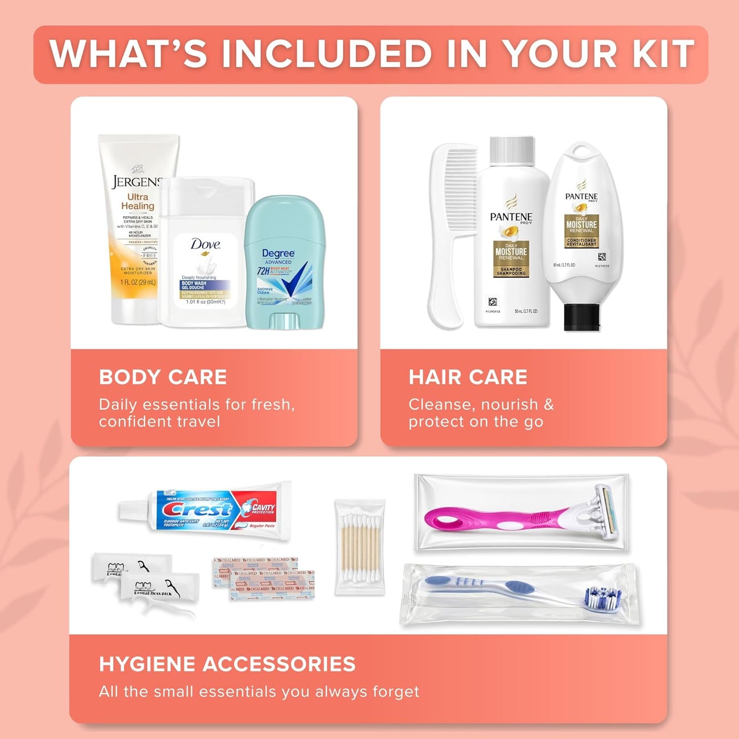 TrekTote Travel & Hygiene Kit - 15 Essential Items with Clear Toiletry Bag | Personal Care Set
