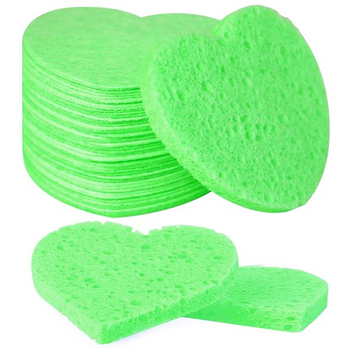 50-Count Facial Sponges Compressed, 100% Natural Cellulose Face Sponge Professional Cosmetic Spa Sponges for Face Cleansing, Exfoliating Mask, Makeup Removal for Travel and Home, Green