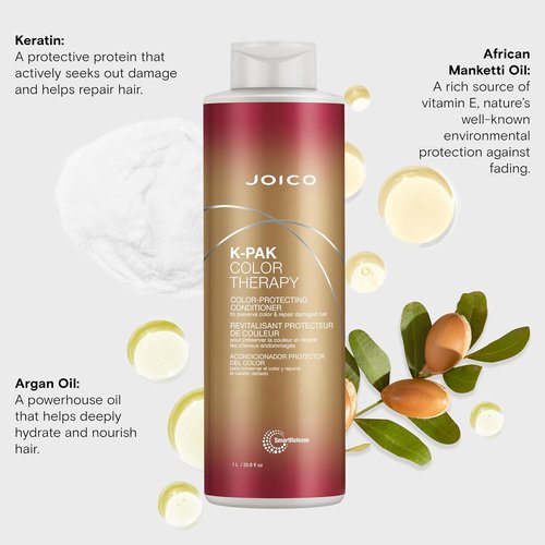 Joico K-PAK Color Therapy Conditioner - Color Protection & Shine Boost | Repair Damaged Hair with Keratin & Argan Oil
